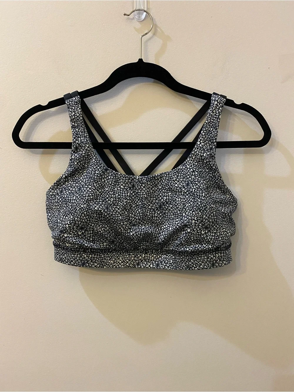 lululemon athletica Black & White Floral Strappy Sports Bra